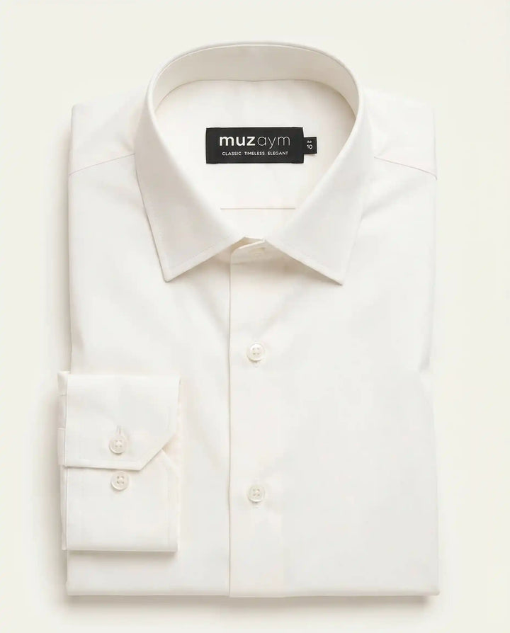 Pearl White Extra Stretch Formal Shirt — muzaym