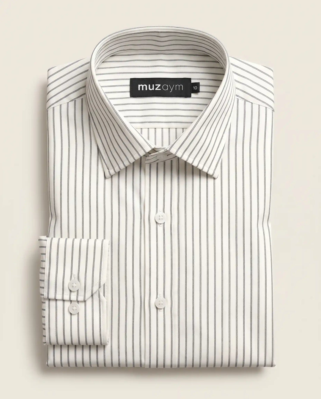 Classic Ivory Pinstripe Formal Shirt — muzaym
