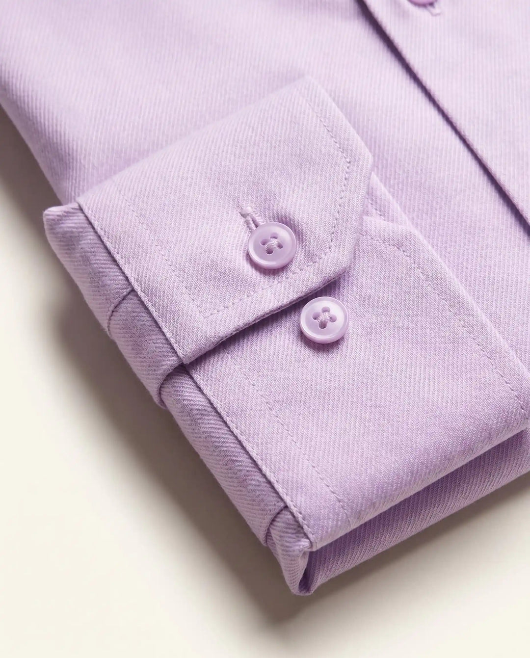 Lilac Purple Cotton Twill Formal Shirt Detail — muzaym