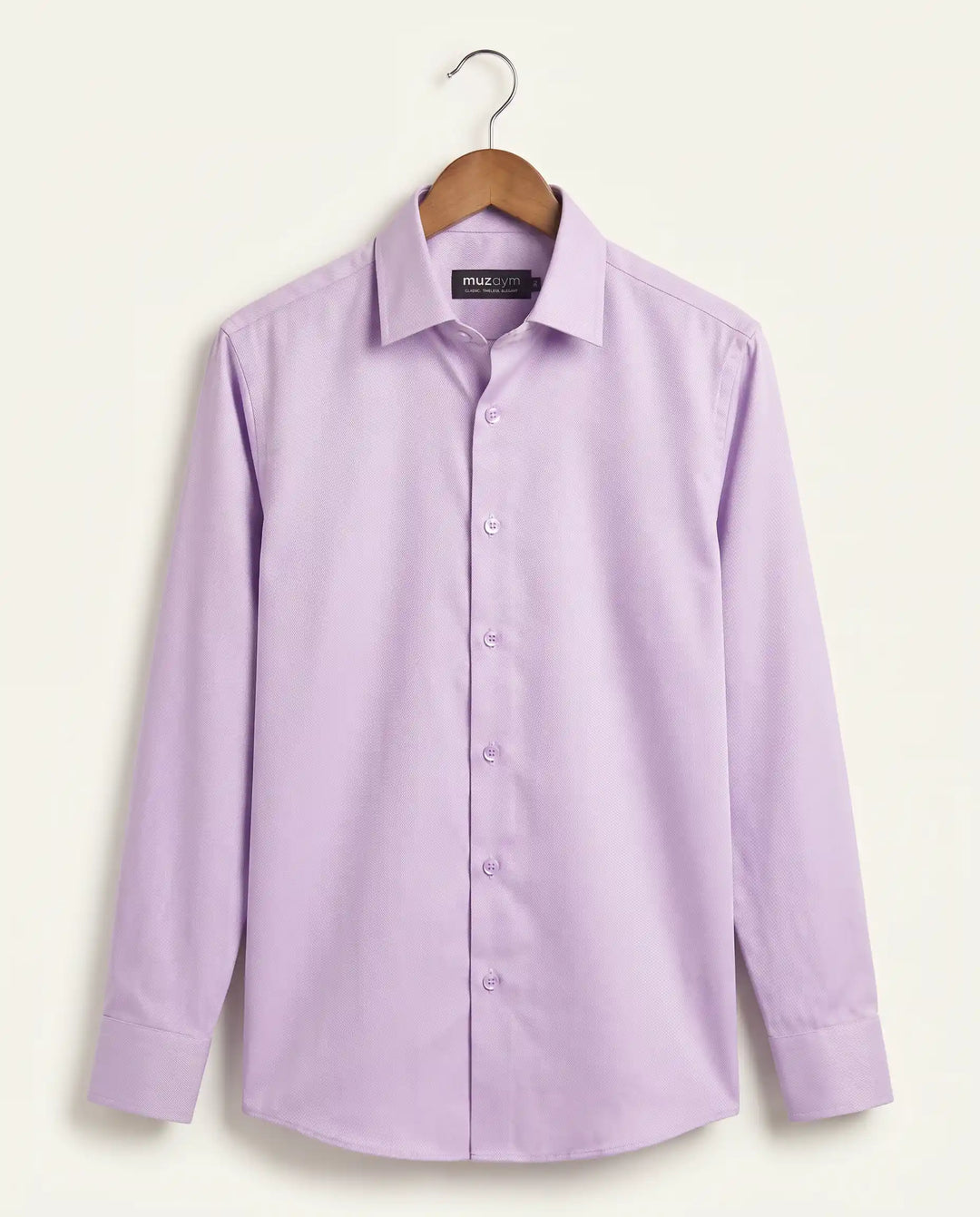 Lilac Purple Cotton Twill Formal Shirt Back View — muzaym