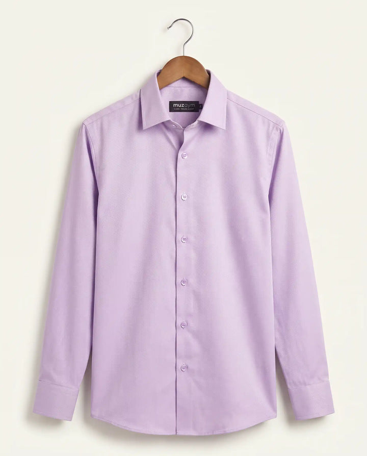 Lilac Purple Cotton Twill Formal Shirt Back View — muzaym