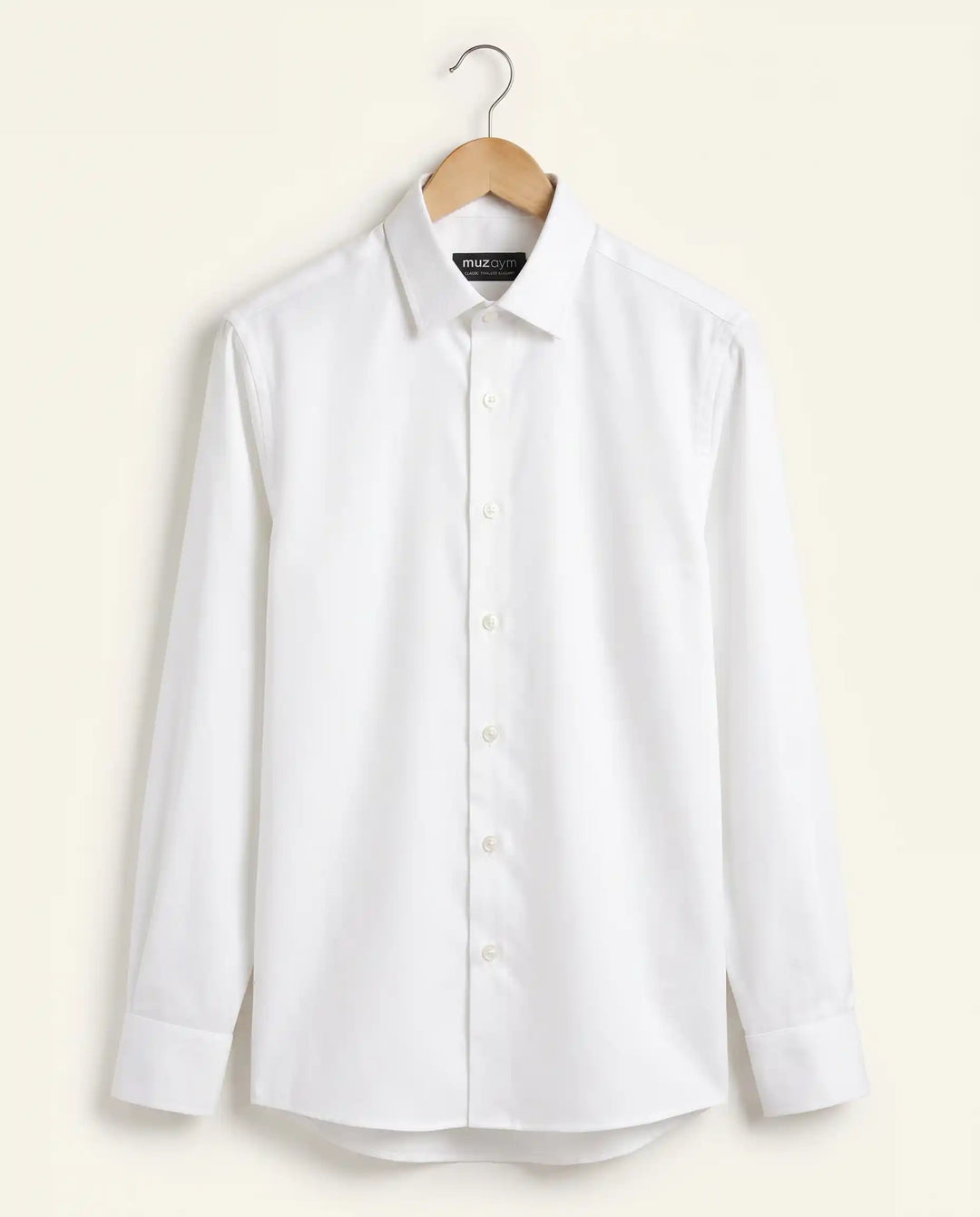 Classic White Cotton Twill Formal Shirt Back View — muzaym