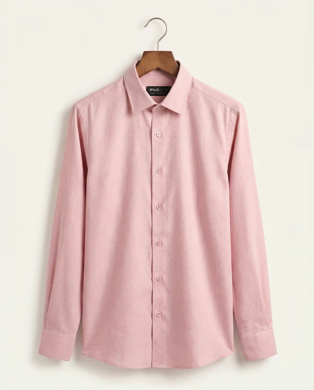Blush Pink Dobby Pattern Formal Shirt Back View — muzaym