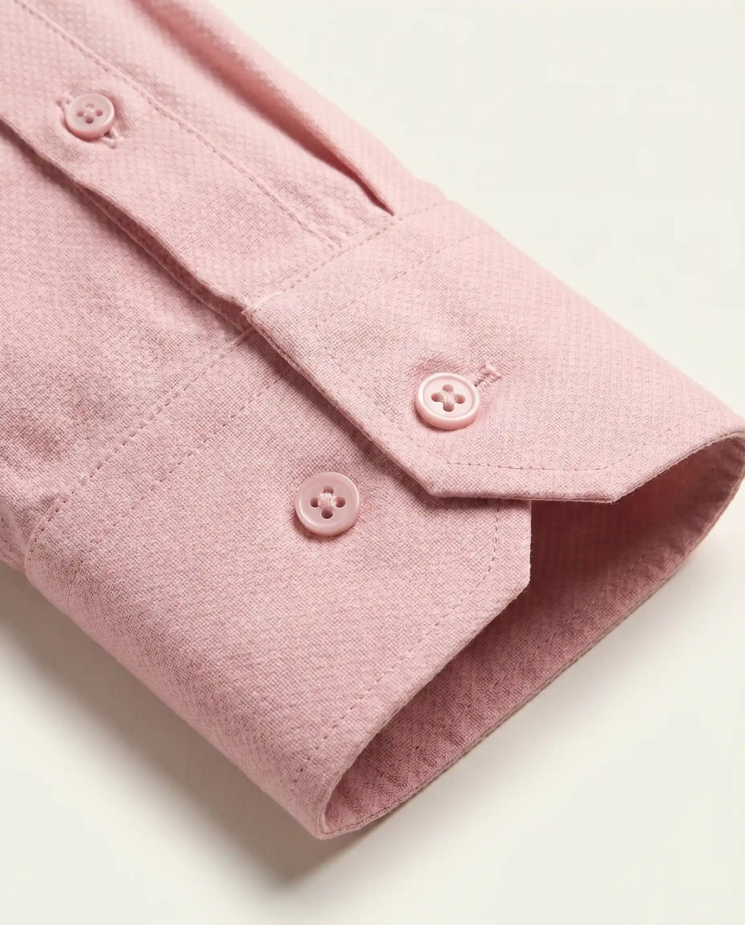 Blush Pink Dobby Pattern Formal Shirt Detail — muzaym