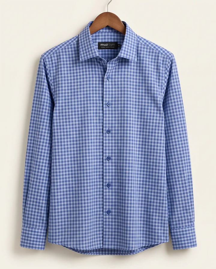 Blue Micro Check Shirt