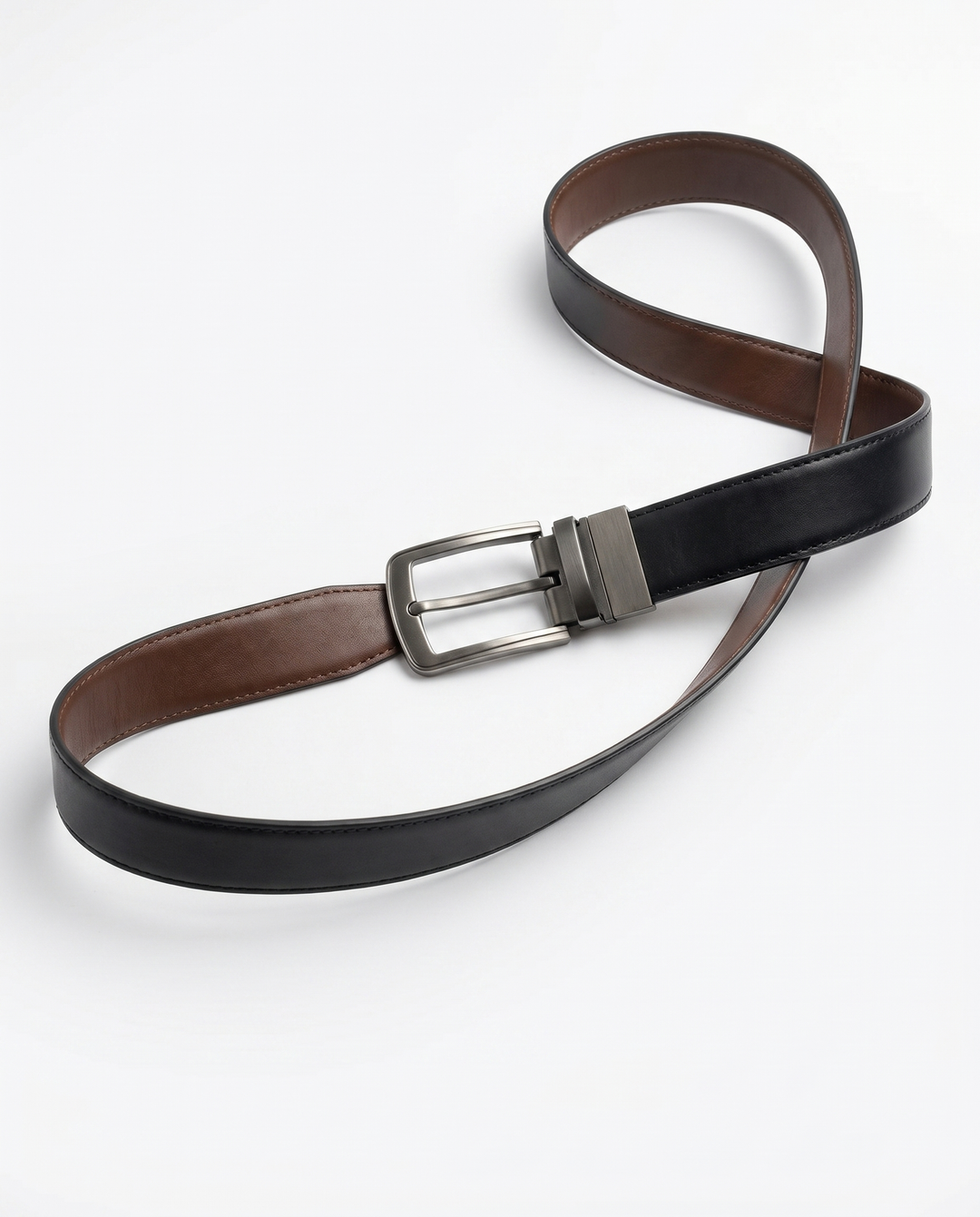 Reversible Leather Gunmetal Buckle Belt – Black &amp; Brown