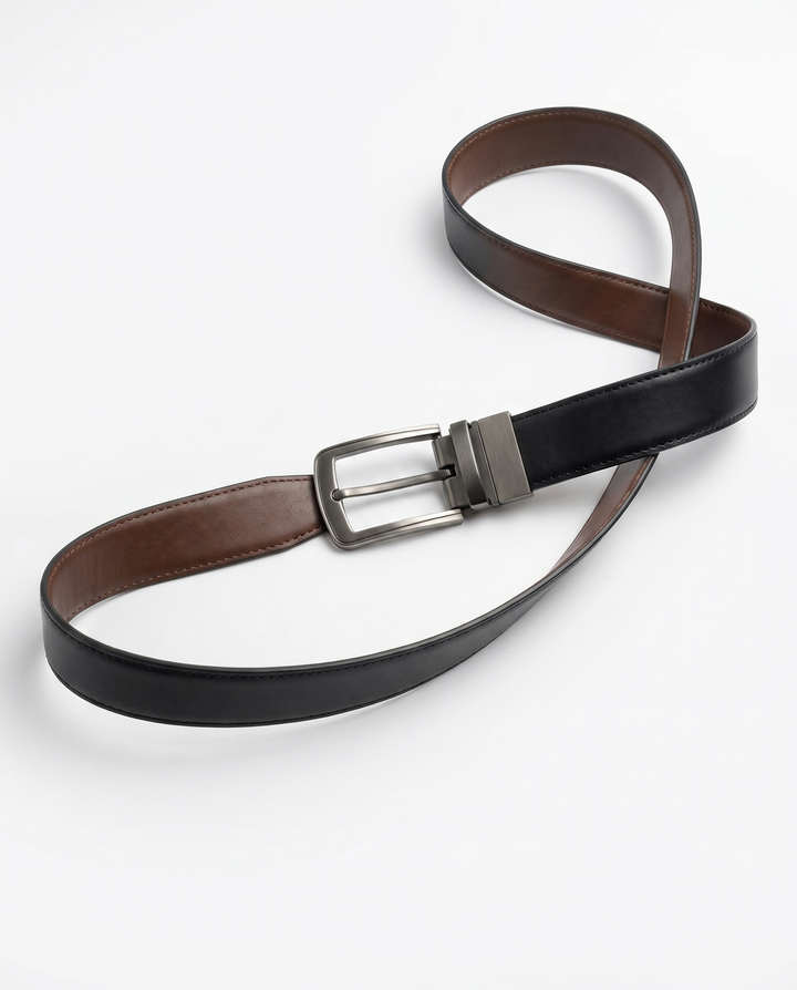 Reversible Leather Gunmetal Buckle Belt – Black &amp; Brown