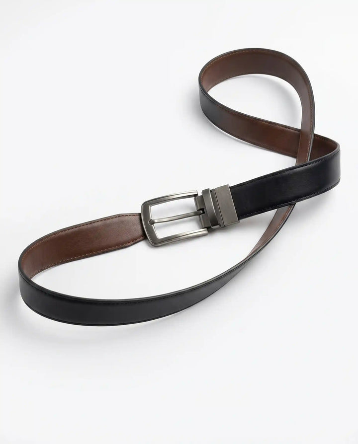 Reversible Leather Gunmetal Buckle Belt – Black &amp; Brown
