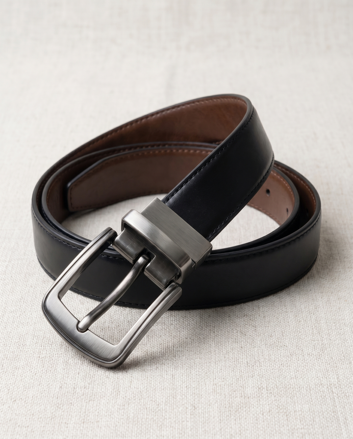 Reversible Leather Gunmetal Buckle Belt – Black &amp; Brown