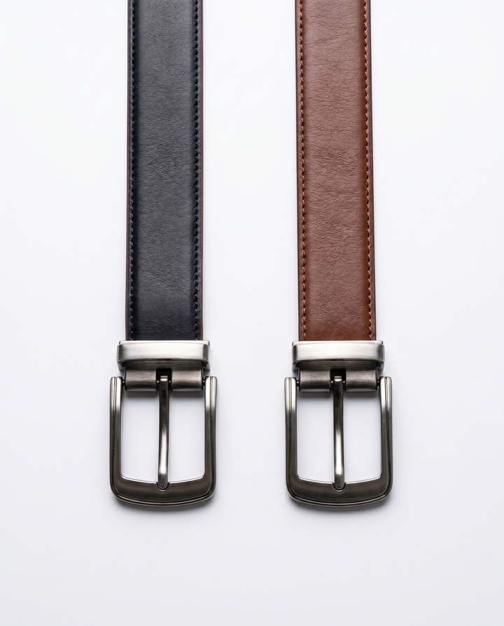 Reversible Leather Gunmetal Buckle Belt – Black &amp; Brown