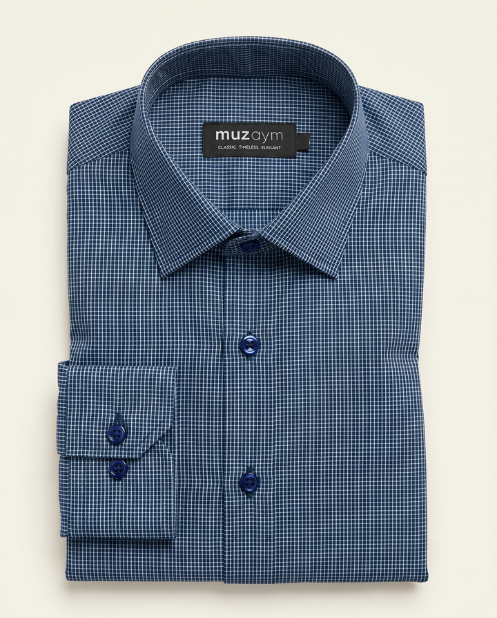 Oxford Navy Micro Check