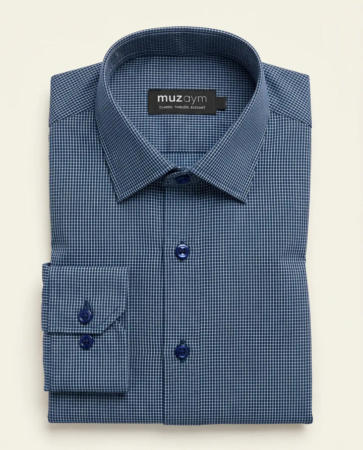 Oxford Navy Micro Check Shirt