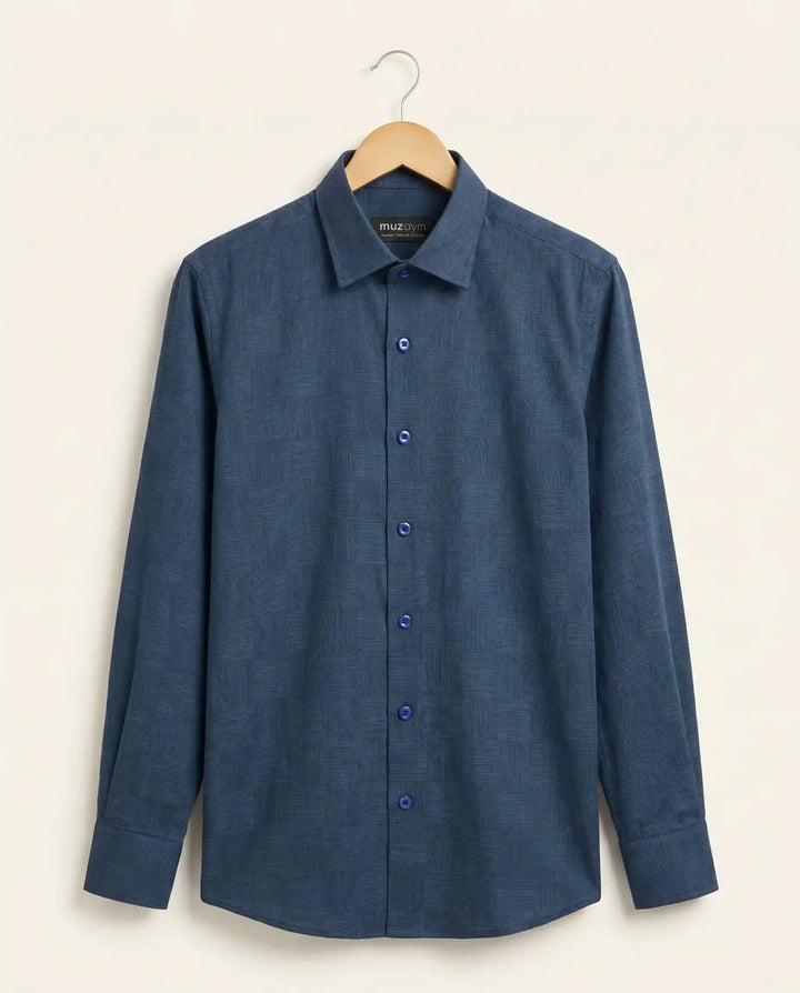Denim Blue Jacquard Shirt