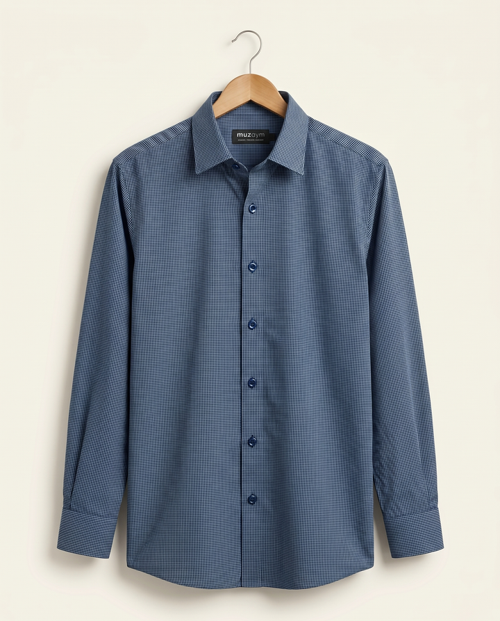 Oxford Navy Micro Check