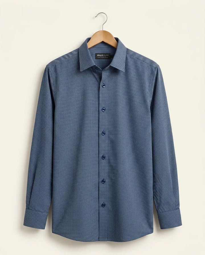 Oxford Navy Micro Check Shirt