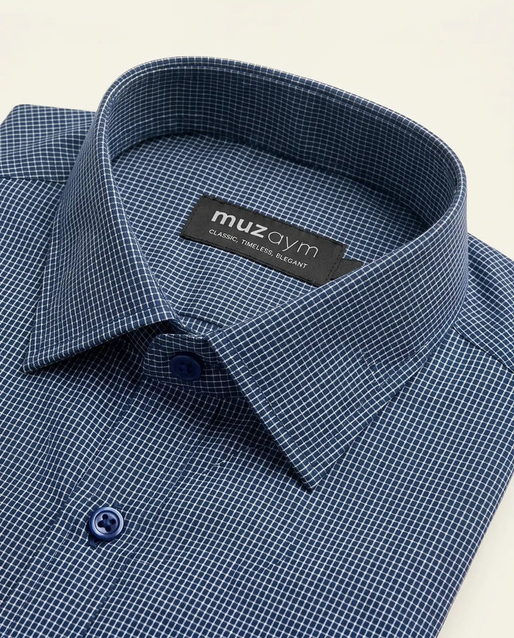 Oxford Navy Micro Check Shirt