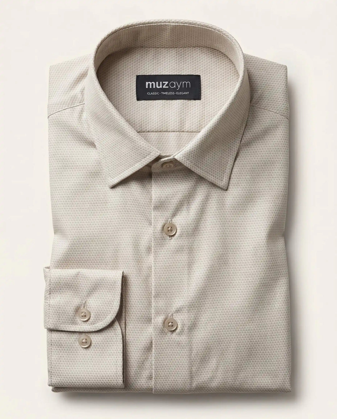 Classic Cream Shirt - Dobby Pattern