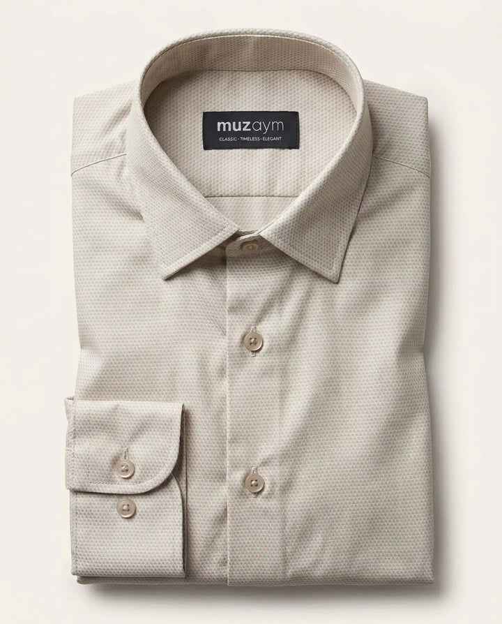 Classic Cream Shirt - Dobby Pattern