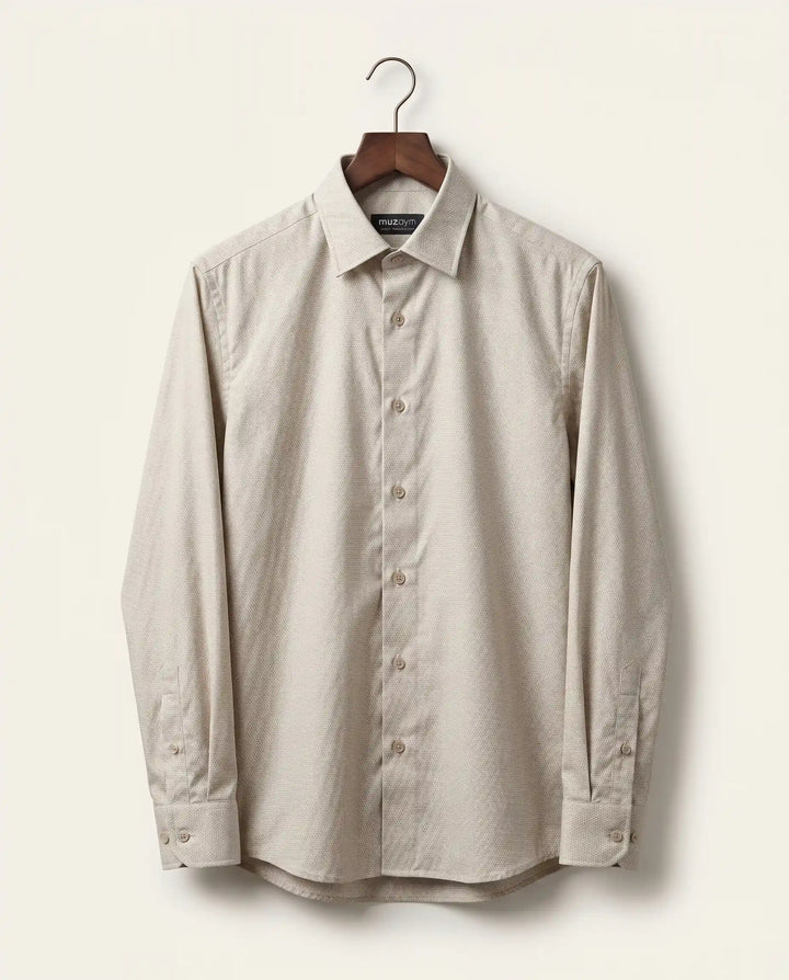 Classic Cream Shirt - Dobby Pattern