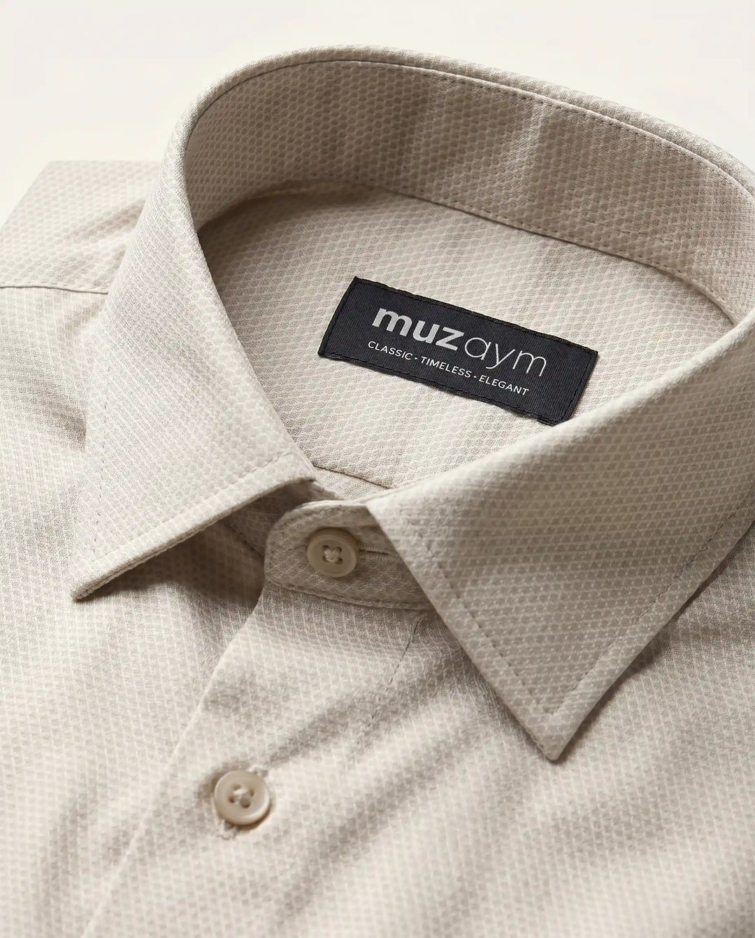 Classic Cream Shirt - Dobby Pattern