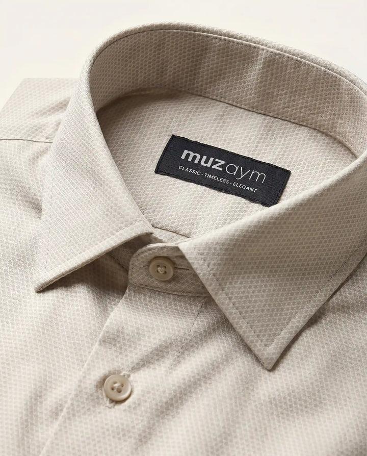 Classic Cream Shirt - Dobby Pattern