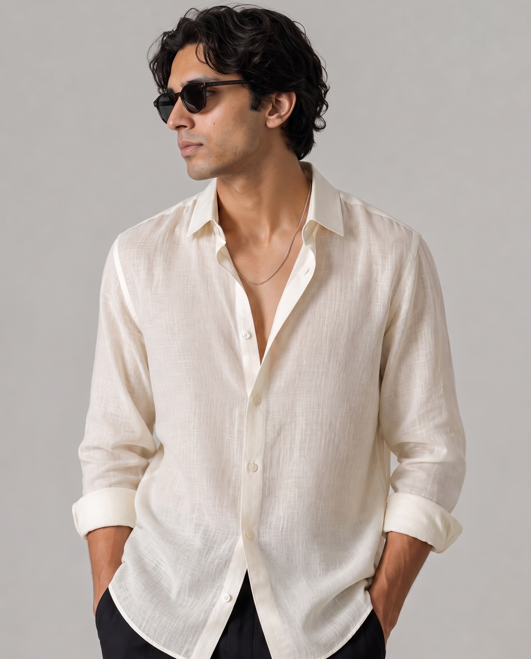Soft Cream - Linen Casual Shirt