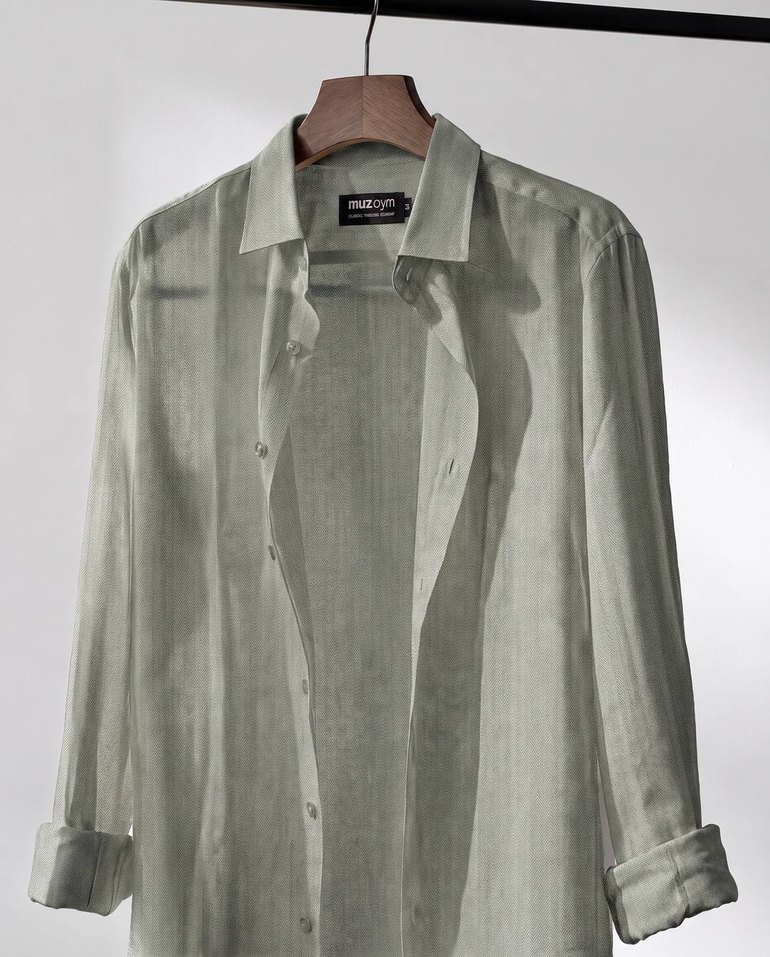 Green Herringbone - Linen Casual Shirt