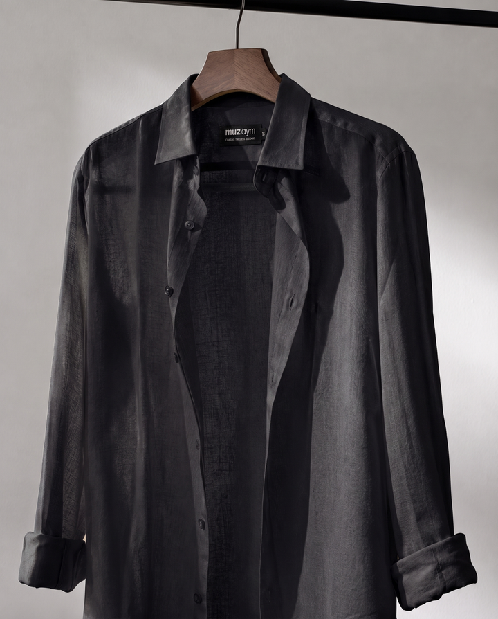 Onyx Black - Linen Casual Shirt