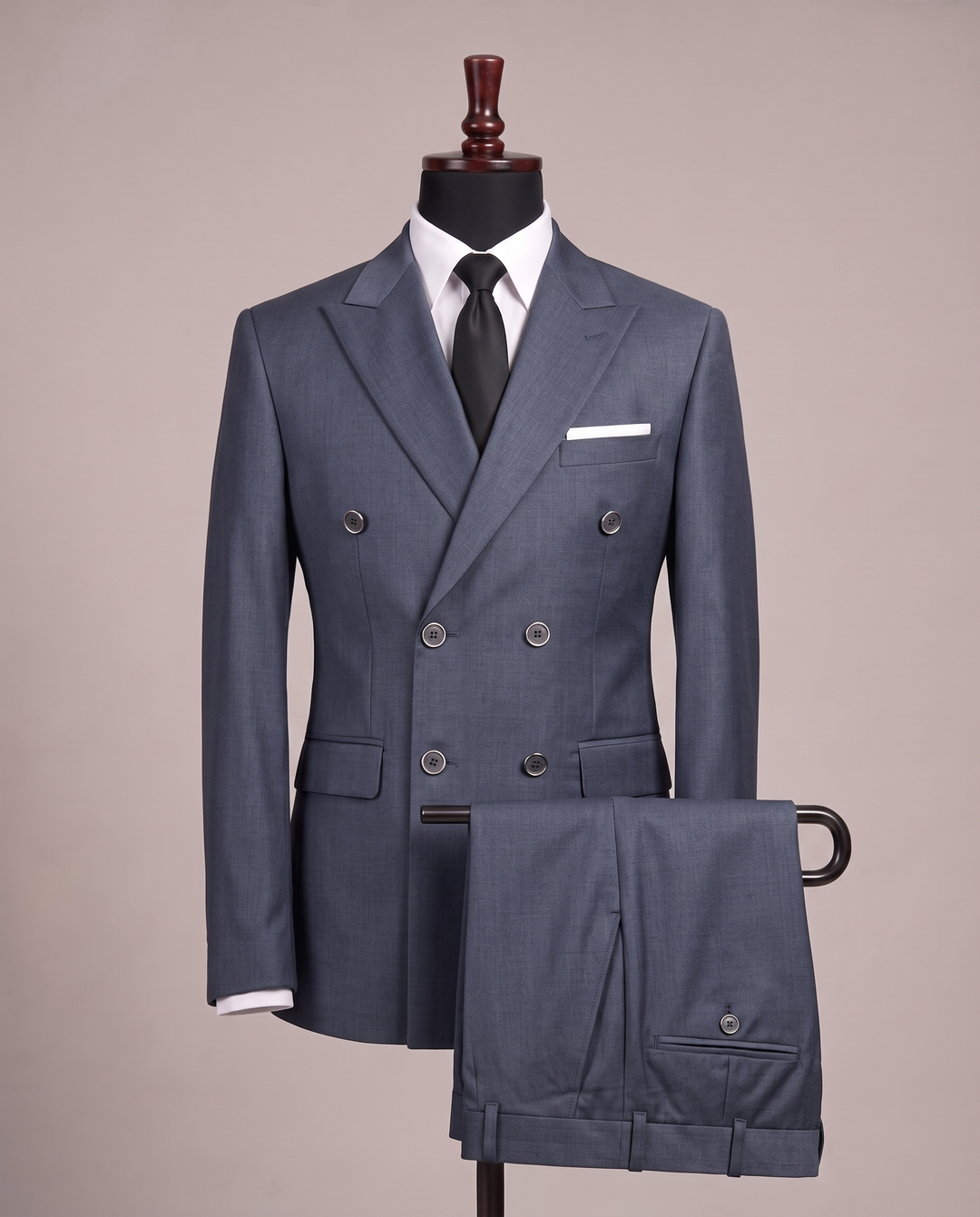 Steel Blue Regent Double-Breasted Suit
