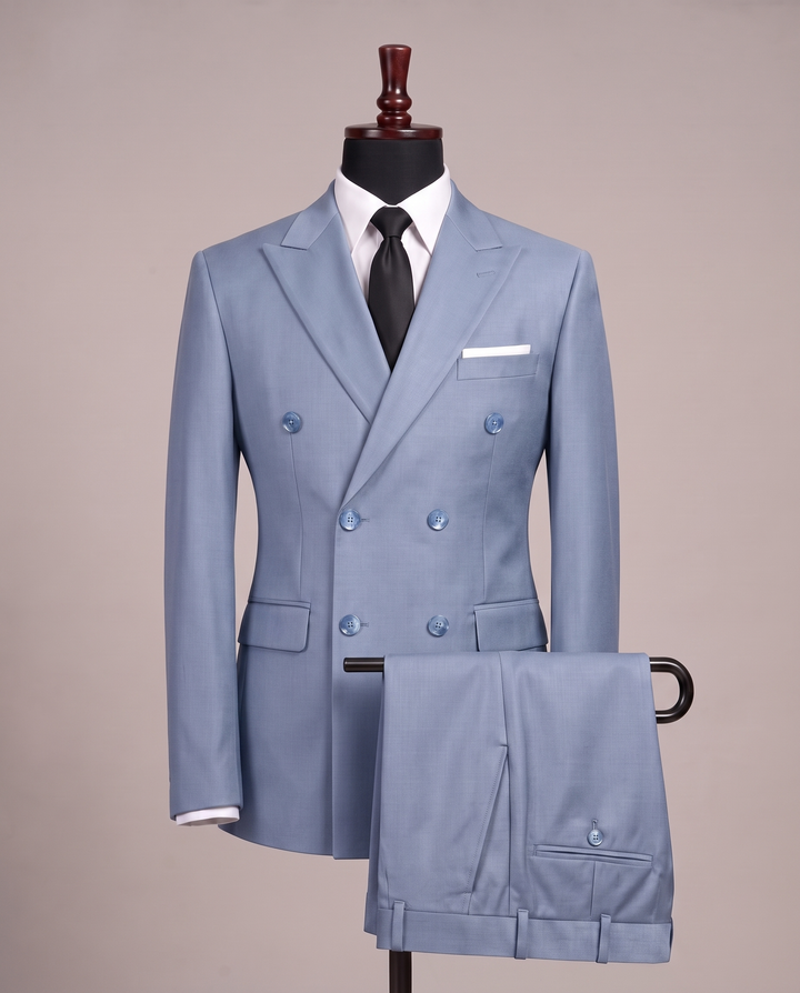 Ice Blue Double-Breasted Suit