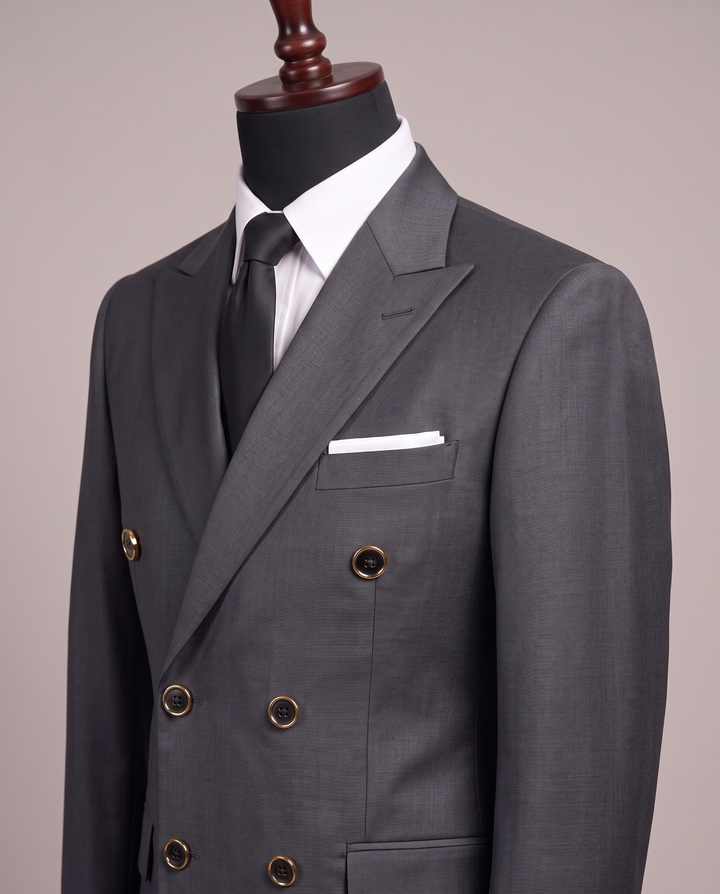 Graphite Charcoal Double-Breasted Suit
