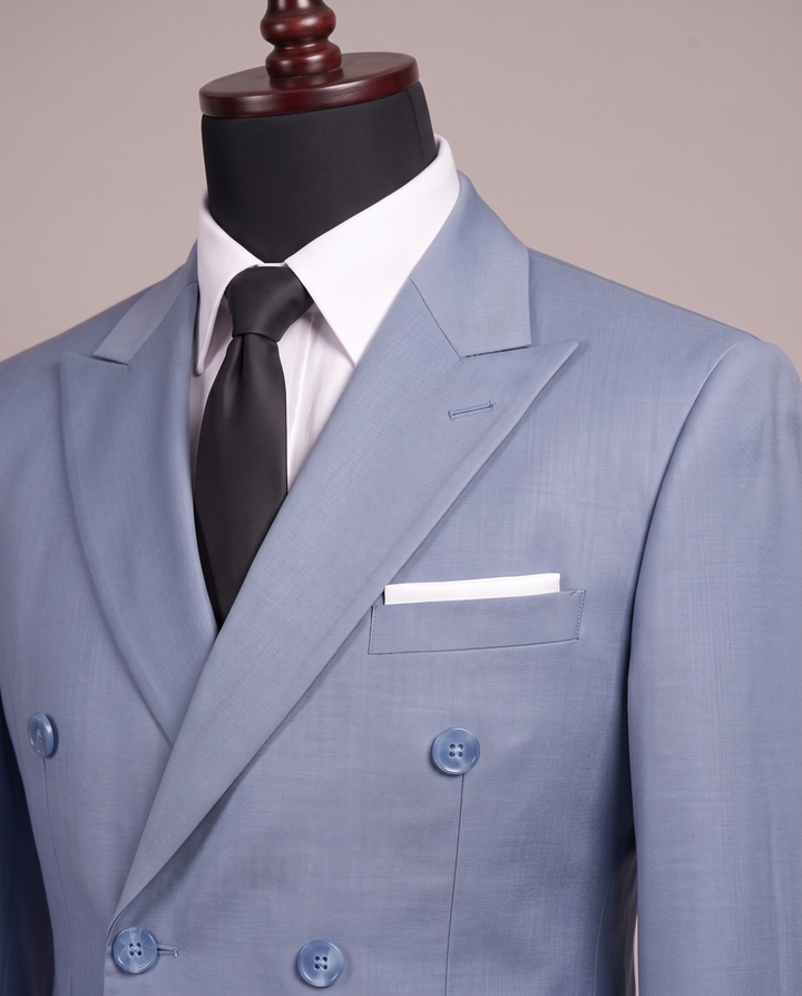 Ice Blue Double-Breasted Suit