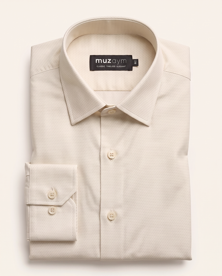 Classic Cream Shirt - Dobby Pattern