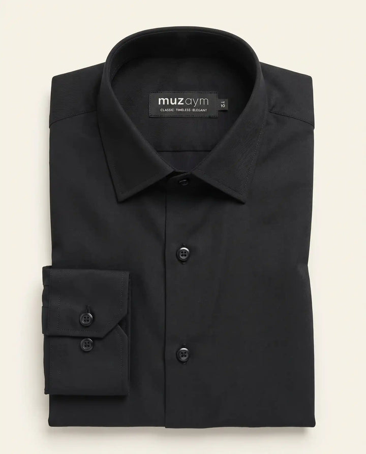 Midnight Black Shirt - Cotton Twill