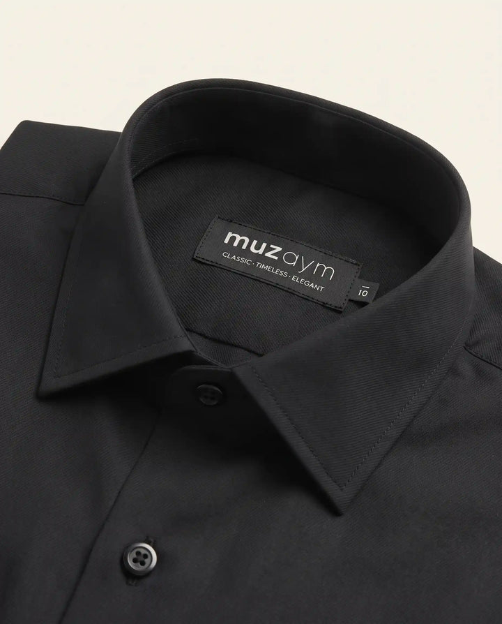 Midnight Black Shirt - Cotton Twill