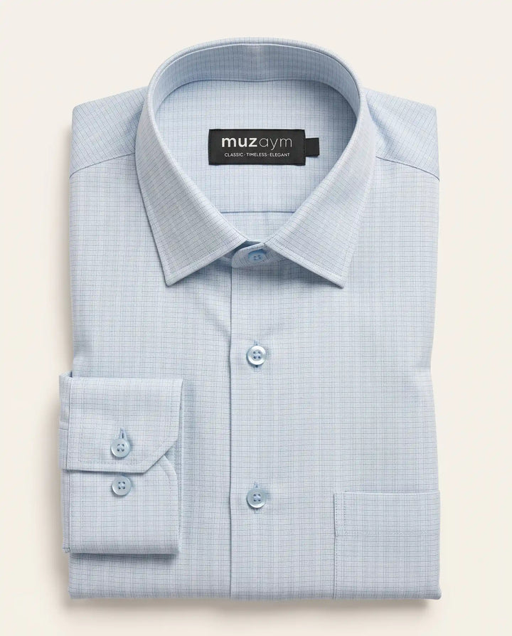 Cloud Blue Micro Check Shirt