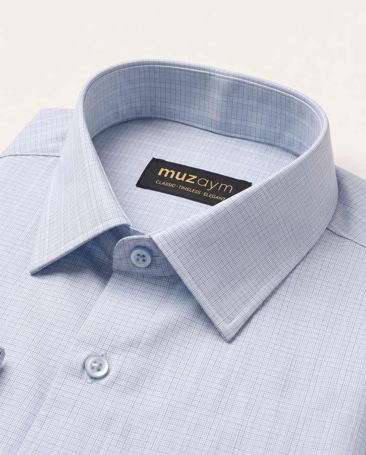 Cloud Blue Micro Check Shirt