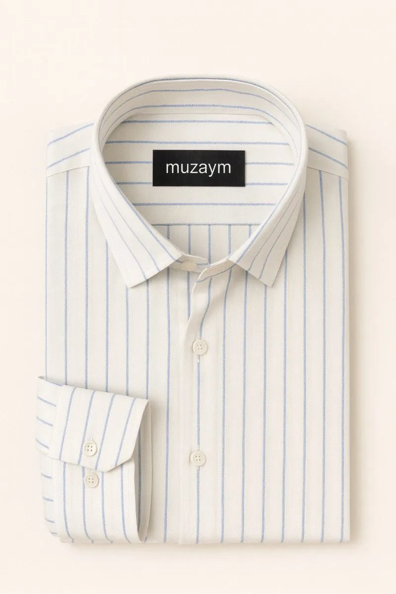 Ivory Blue Pinstripe - muzaym