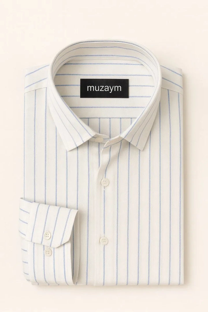 Ivory Blue Pinstripe - muzaym