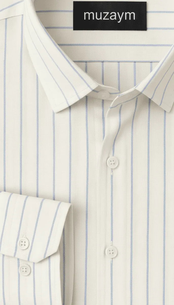 Ivory Blue Pinstripe - muzaym
