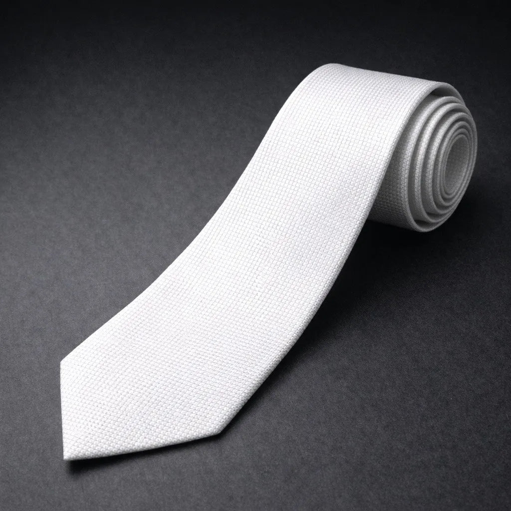 Microfiber Tie - White - muzaym