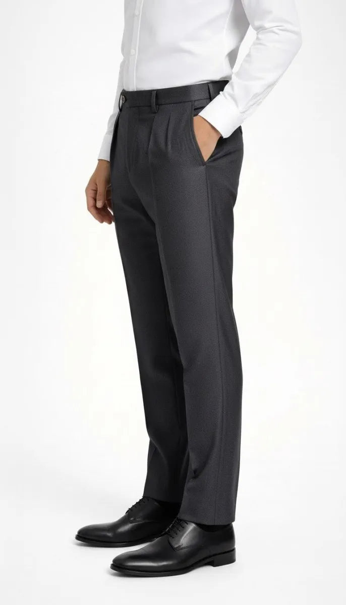 Onyx Charcoal Pleated Italian Pant - muzaym