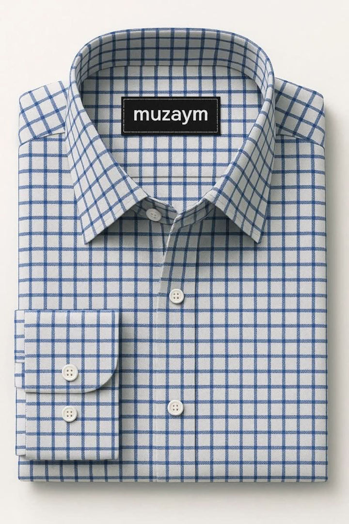 Royal Blue Grid Check - muzaym
