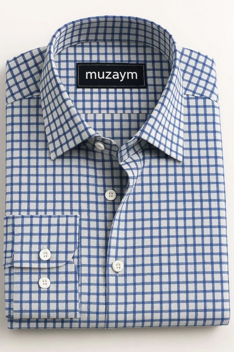 Royal Blue Grid Check - muzaym