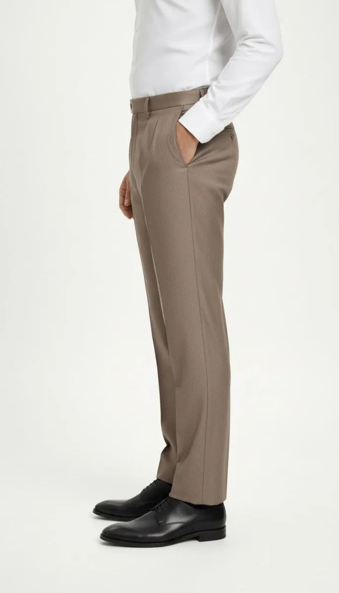 Stone Taupe Pleated Italian Pant - muzaym