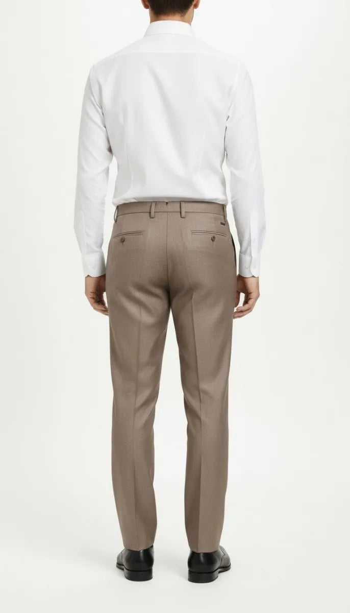 Stone Taupe Pleated Italian Pant - muzaym